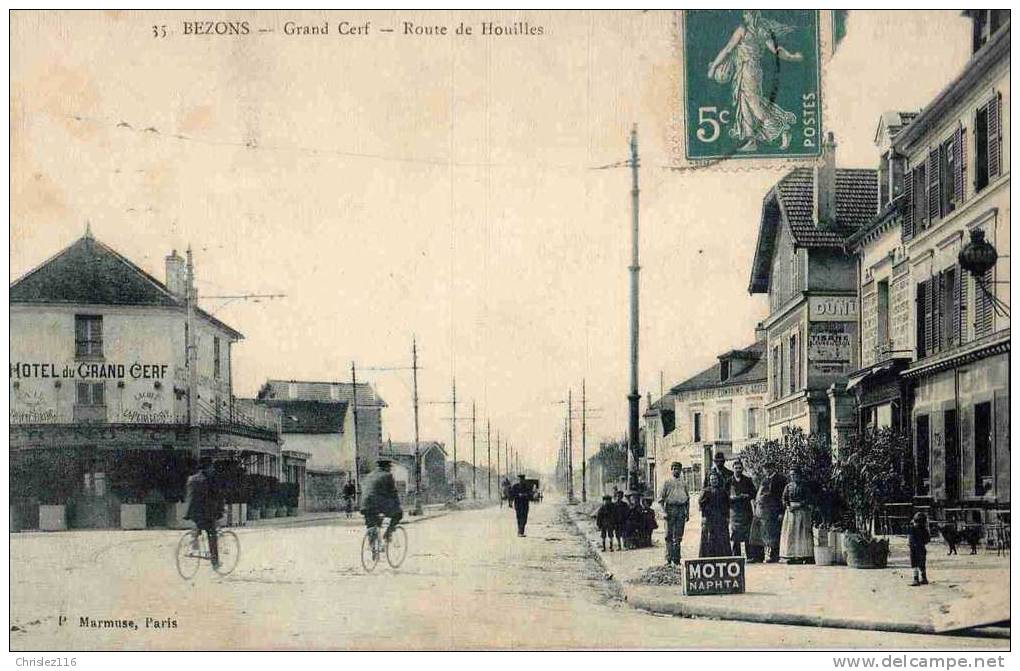 95 BEZONS Grand Cerf Route De Houilles   Superbe  1911 - Bezons