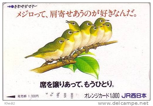 Carte Orange Japon - OISEAU - FAUVETTE PARULINE - ZOSTEROPS BIRD Japan Prepaid JR Card -  Vogel Karte - 32 - Zangvogels