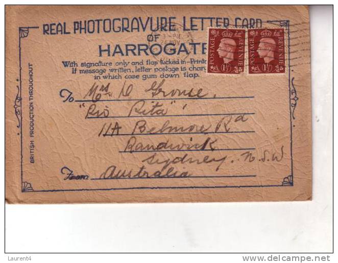Old England Letter Card - Carte-lettre Ancienne De Harrogate - Harrogate