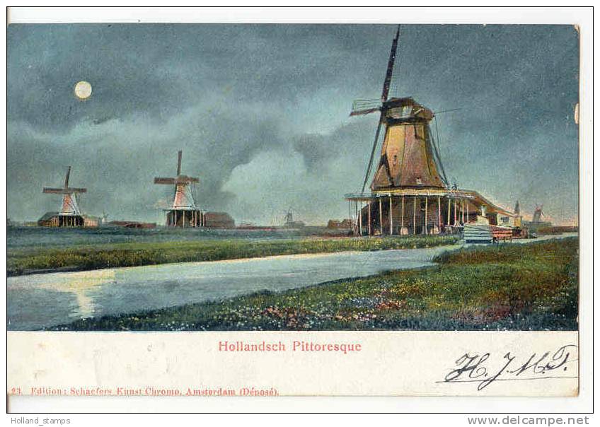 ANSICHTKAART HOLLANDSCH PITTORRESQUE 1904 MOLEN - Leiden