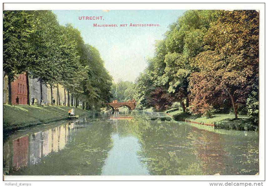 ANSICHTKAART UTRECHT MALIESINGEL MET ABSTEDERBRUG 1913 - Utrecht