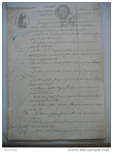 MANUSCRIT 23 OCTOBRE1871 TIMBRES DIT A SECS / FAIT  TRIBUNAL DE ROUEN 76 CONSERVATION  HYPOTHEQUES 3 INSCRIPTIONS CONTRE - Manuscripts