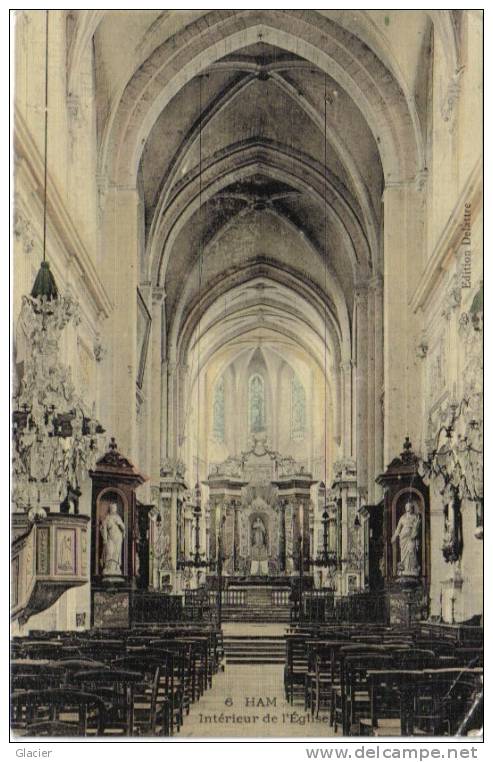 6. - HAM - Intérieur De L'Eglise - Edition Delattre - Ham