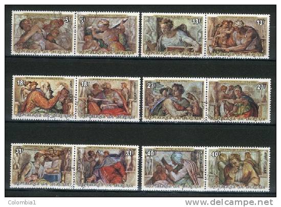 BURUNDI Bloc Religieux Et 12 Timbres  Noêl 1975 Tableaux De Michel Angelo - Oblitérés