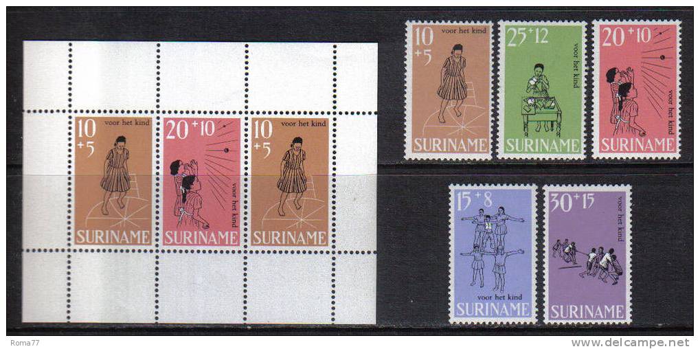 PD250 - SURINAME ,  Serie Yvert 486/490 + BF 8 ***   Infanzia - Surinam ... - 1975