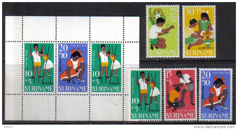 PD257 - SURINAME ,  Serie Yvert 466/470 + BF 7 ***   Infanzia - Suriname ... - 1975
