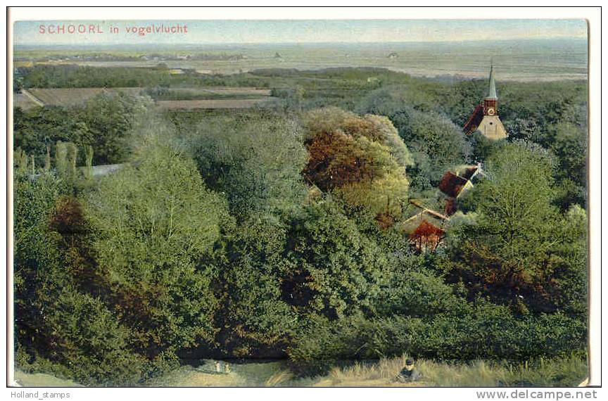 ANSICHTKAART SCHOORL IN VOLGELVLUCHT POSTSTEMPEL 01-08-1911 - Schoorl