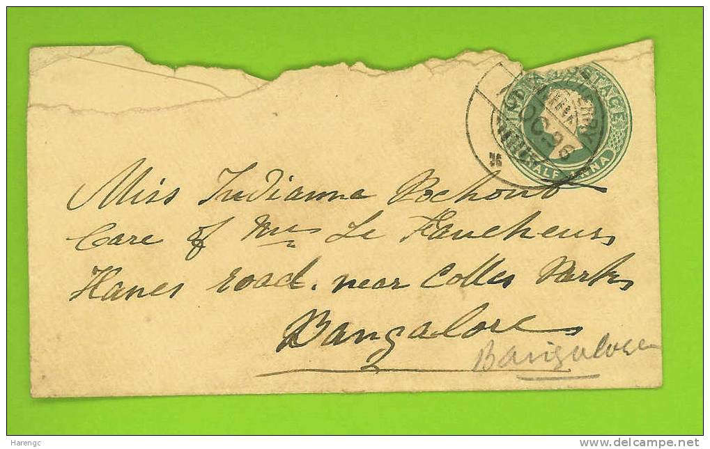 LETTRE GB A BANGALORE 15 Octobre 1896 - Marcophilie