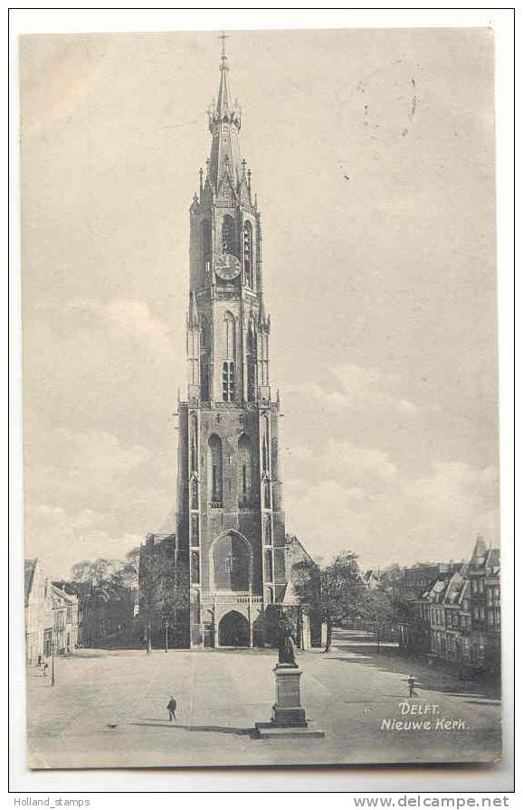 ANSICHTKAART DELFT NIEUWE KERK POSTSTEMPEL 24-07-1912 - Delft
