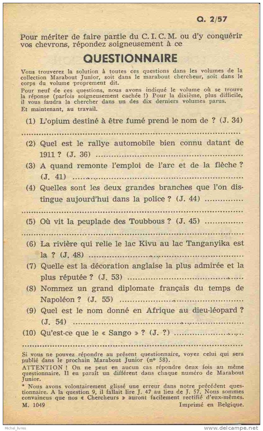 Marabout Junior - MJ 057 - Peter Henn - La Dernière Rafale - Ed 1955 - BE - Contient Questionnaire CICM 2/57 - Marabout Junior