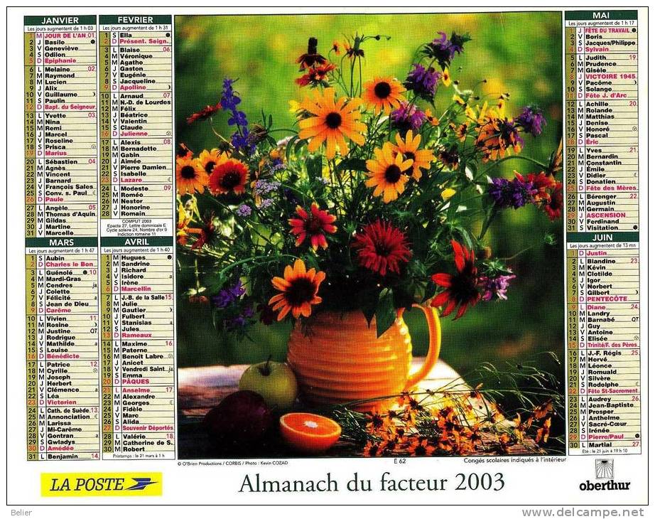 CALENDRIER ALMANACH 2003 - Grand Format : 2001-...