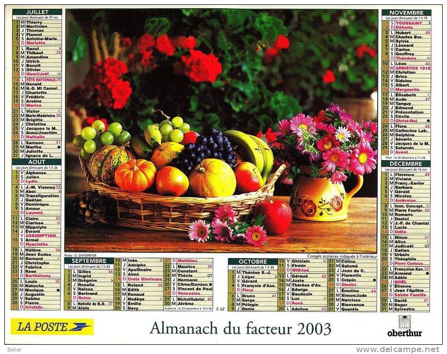 CALENDRIER ALMANACH 2003 - Grand Format : 2001-...