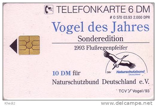 Télécarte à Puce Allemagne - ANIMAL - OISEAU PLUVIER - PLOVER BIRD Chip GERMANY - Regenpfeifer Chip TK Vogel - 01 - O-Series : Séries Client