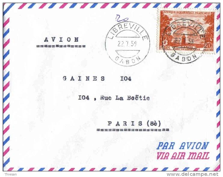 GABON Lettre Cover Carta Brief Libreville 22 7 1959. - Lettres & Documents