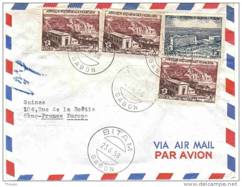 GABON Lettre Cover Carta Brief Bitam 23 6 1958. - Briefe U. Dokumente
