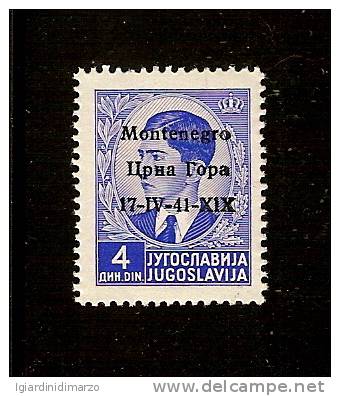 MONTENEGRO - 1941: Valore Nuovo S.t.l. Da 4 D. Oltremare Soprastampato - In Ottime Condizioni - DC0949. - Montenegro