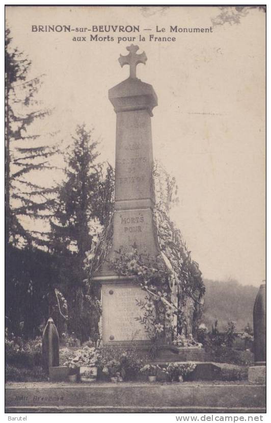 BRINON SUR BEUVRON - Le Monument Aux Morts Pour La France - Brinon Sur Beuvron