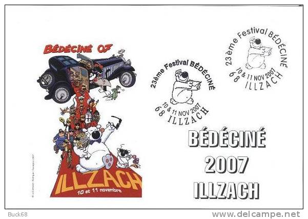 BEDECINE 2007 ILLZACH Carte Officielle CUBITUS De Michel RODRIGUE + 2 Cachets Temporaires - Cómics