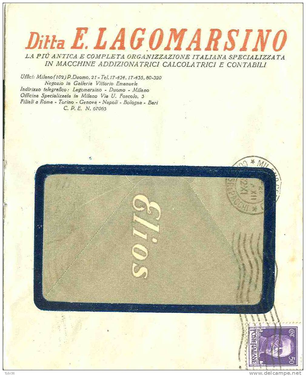 LAGOMARSINO -  MACCHINE  CALCOLATRICI M ILANO - 1932 - Altri & Non Classificati