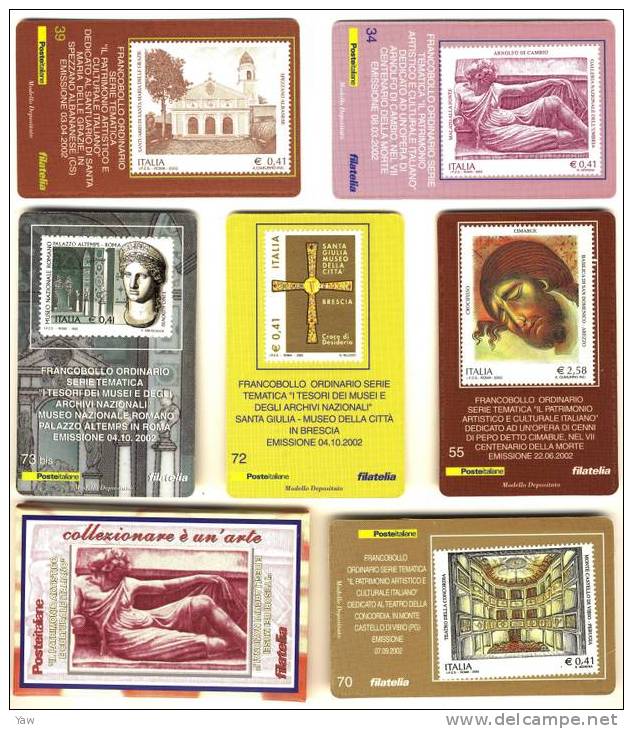 ITALIA** 6 TESSERE FILATELICHE 2002 PATRIMONIO ARTISTICO E CULTURALE ITALIANO (NOVITA´ ITALIANA) - Philatelic Cards