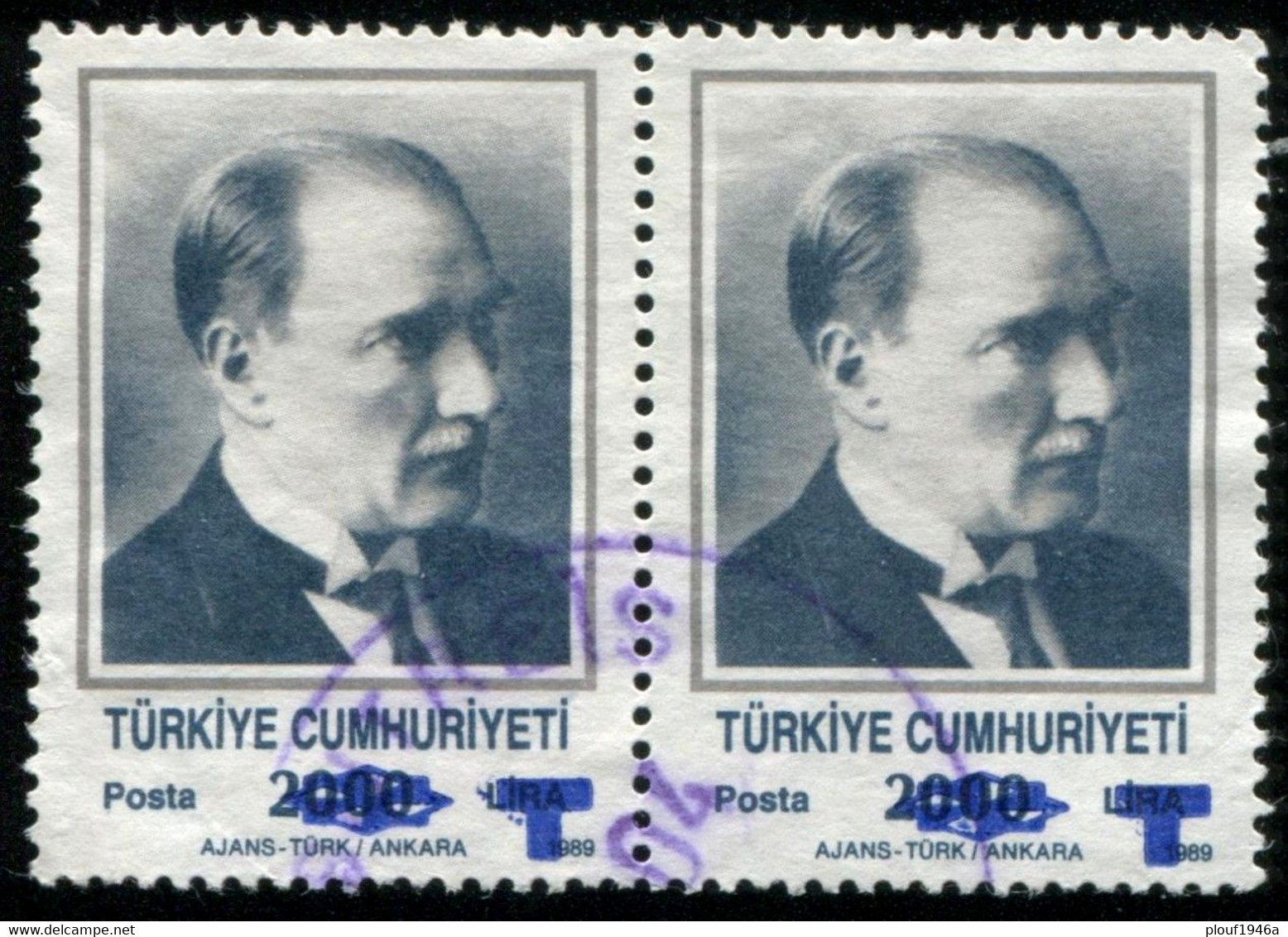 Pays : 489,1 (Turquie : République)  Yvert Et Tellier N° :  2610 (o) + Annulation (pas Au Catalogue) - Used Stamps