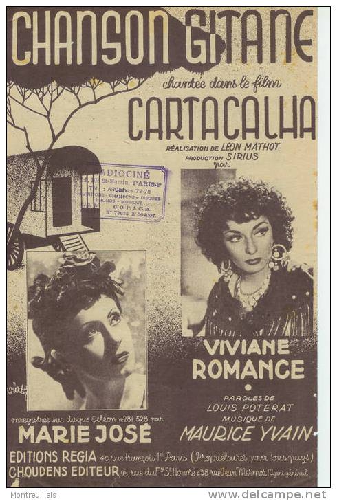 Partition, Chanson Gitane De Viviane Romance Du Film Catacalha - Song Books