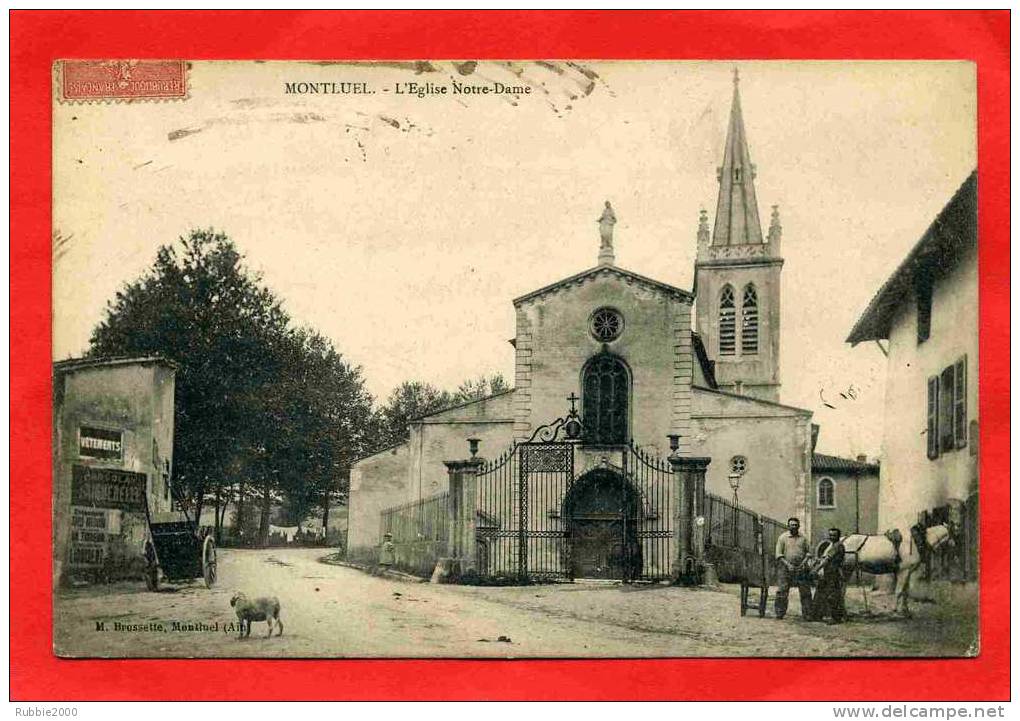 MONTLUEL 1905 MARECHAL FERRANT DEVANT EGLISE NOTRE DAME CARTE EN BON ETAT - Montluel