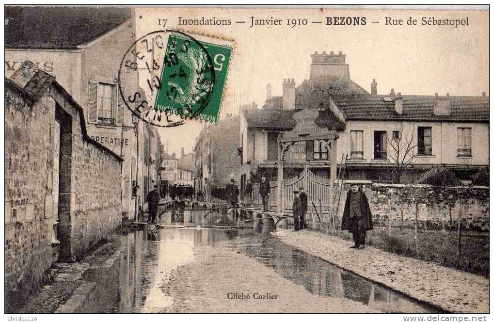 95 BEZONS Rue De Sébastopol  Inondations 1910  Superbe - Bezons
