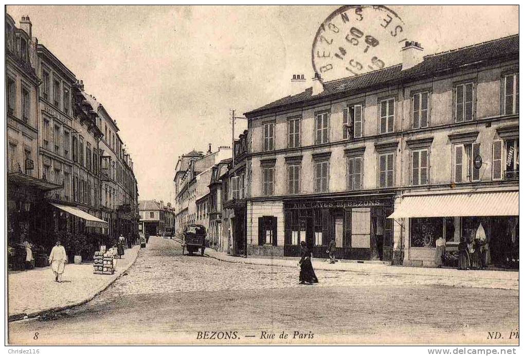 95 BEZONS Rue De Paris  Beau Plan Animé  1916 - Bezons