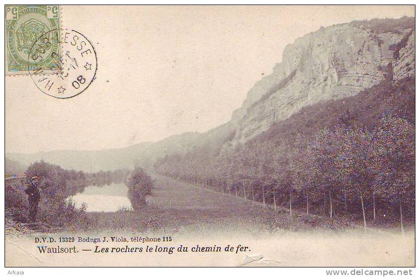 WAULSORT + Dépôt Relais -  Les Rochers Le Long Du Chemin De Fer - Animée - Hastière