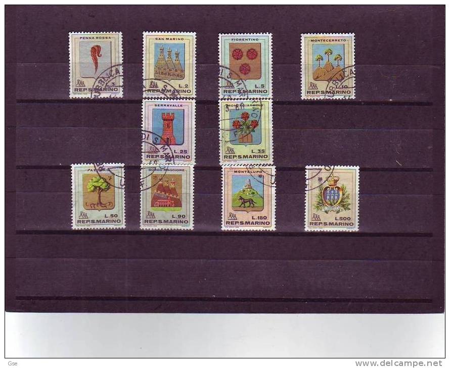 S. MARINO 1968 - Sassone 755/64 (usato) -  Stemmi - Gebraucht