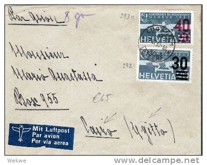 CH370/ - SCHWEIZ - Flugpost Lugano-Cairo 1937, Abrüstung Genf Mit Werteindruck - Briefe U. Dokumente