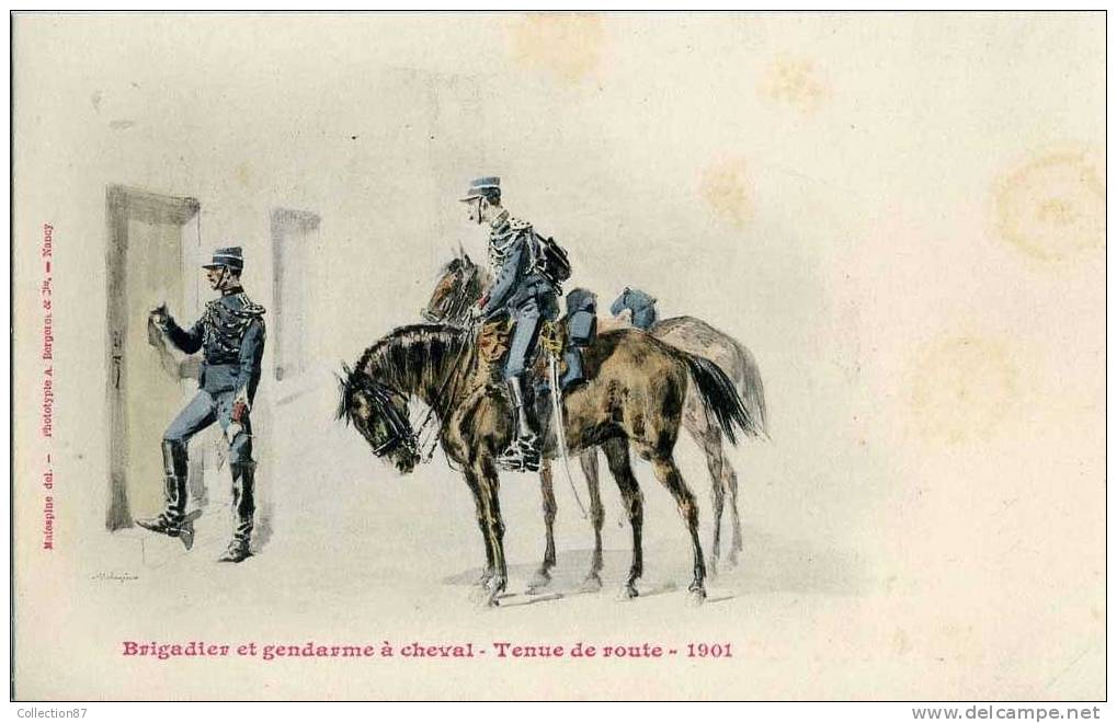 GENDARMERIE - GENDARME à CHEVAL - TENUE De ROUTE 1901 - UNIFORME - CARTE PRECURSEUR 1900 - ILLUSTRATEUR - Police - Gendarmerie