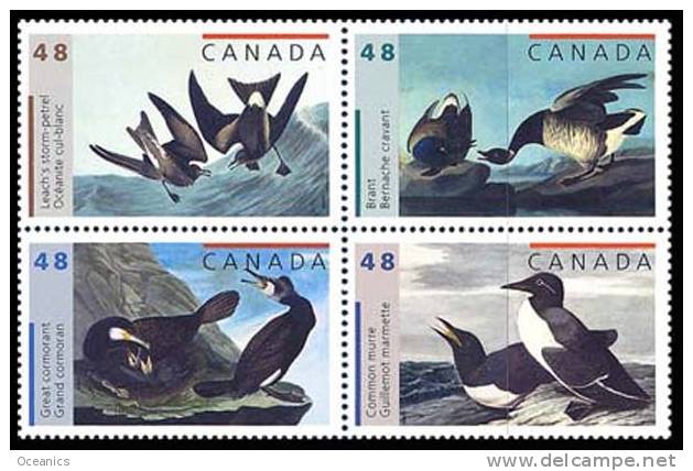 Canada (Scott No.1982a - Oiseaux / John James Audubon / Birds) [**] Bloc Inscription / Plate Block - Plattennummern & Inschriften