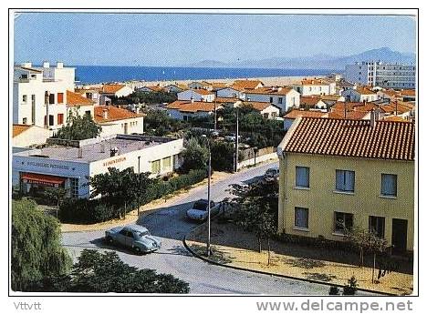 66 - SAINT-CYPRIEN-PLAGE : Vue De La Plage, Au Fond, La Chaîne Des Albères. Edit. Paul Goudin (circulée, 1966). Voitures - Saint Cyprien