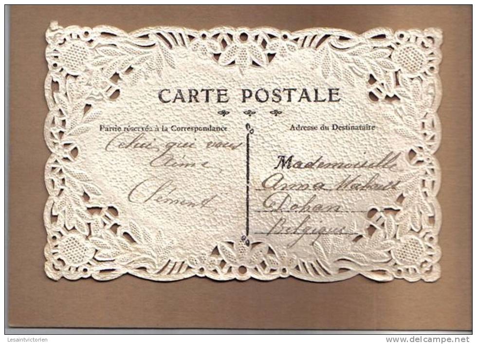 1ER AVRIL POISSON D´AVRIL CARTE DENTELLE UNE PENSEE ENVOYEE A DOHAN - Bestickt