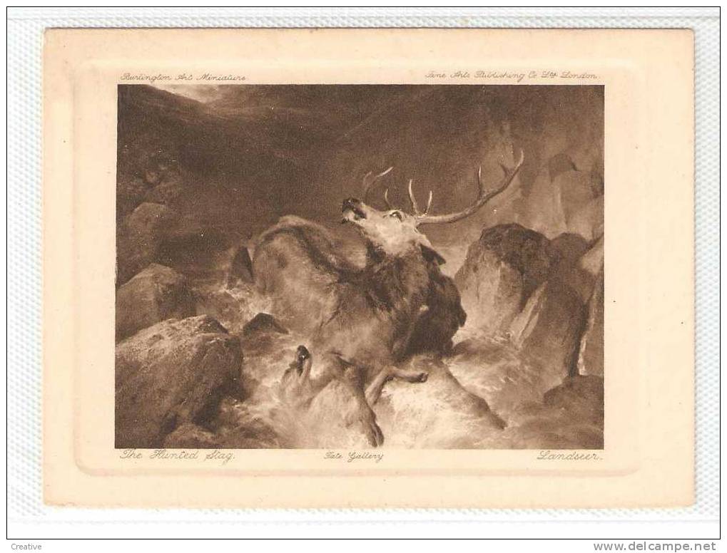 The Hunted Stag,Landseer,Tate Gallery - Barlington Art Miniature  -  Fine Arts Publishing Co Ltd London - Antiquité