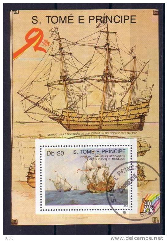 SAO TOME E PRINCIPE - Yvert 951/955 Sur Feuillet Obl. - Bateaux - Schiffe