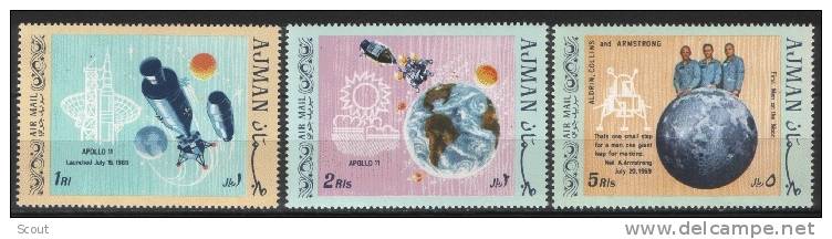 AJMAN - 1969 - APOLLO 11 - YT -- MI 466/468 ** - Asia