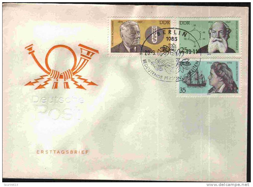 Fdc Allemagne 1979 Arthur Scheunert Friedrich August Kekulé Georges Forster - Sonstige & Ohne Zuordnung