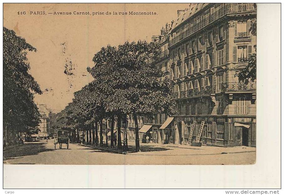 PARIS 17ème. - Avenue Carnot, Prise De La Rue Montenotte. - Distrito: 17