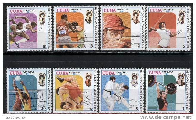 1980 CUBA -  Olympic Games (volley Boxe Judo) SPORT - Mint Complete Set ** - Neufs