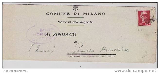 1729)lettera Con 2£ Imperiale S.F. Da Milano A Piazza Armerina Il 2519-2-1946 - Poststempel