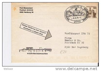 BRD375/ Thema Postautomation, Amtliche Ganzsache Zur Verkehrsausstellung Hamburg 79. Div. Verkehrsmittel I. Stpl. - Umschläge - Gebraucht