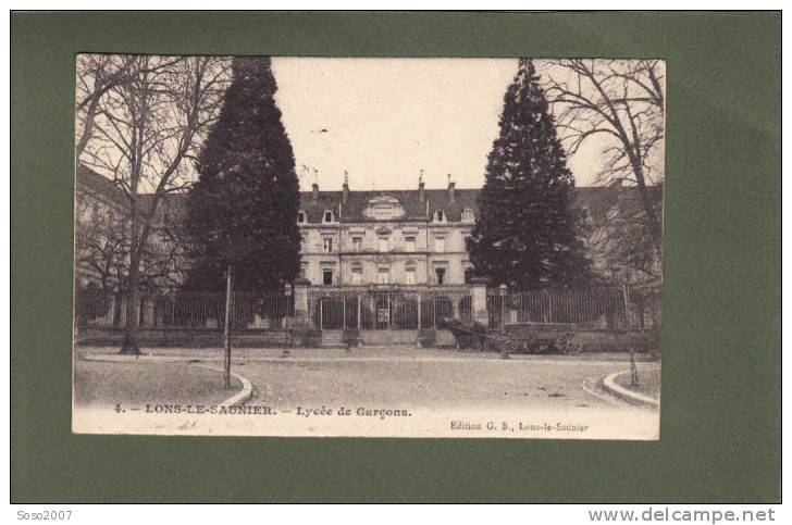 580) LONS LE SAUNIER  Lycée De Garcons  Une Charette Devant 1906  (TTB état) - Lons Le Saunier