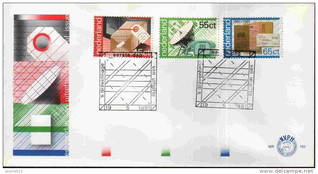 Fdc Pays-Bas 1981 La Poste Paquets Téléphone Antenne Livres De Banque - Sonstige & Ohne Zuordnung