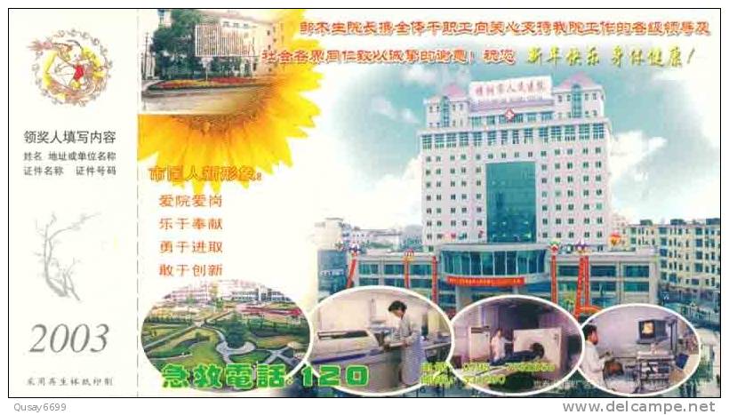 Red Cross , Medicine Instrument,  Doctor Nurse, Zhangshu Hospital Ad,  Pre-stamped Postcard, Postal Stationery - Sonstige & Ohne Zuordnung