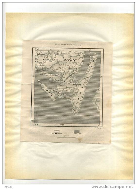 - FYEN ET LES ILES MERIDIONALES . CARTE DU XIXe S. DECOUPEE ET COLLEE - Mapas Geográficas