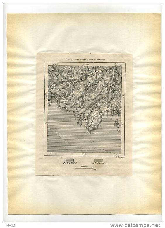 - FJORDS COMBLES AU NORD DU LINDDESNAES . CARTE DU XIXe S. DECOUPEE ET COLLEE - Cartes Géographiques