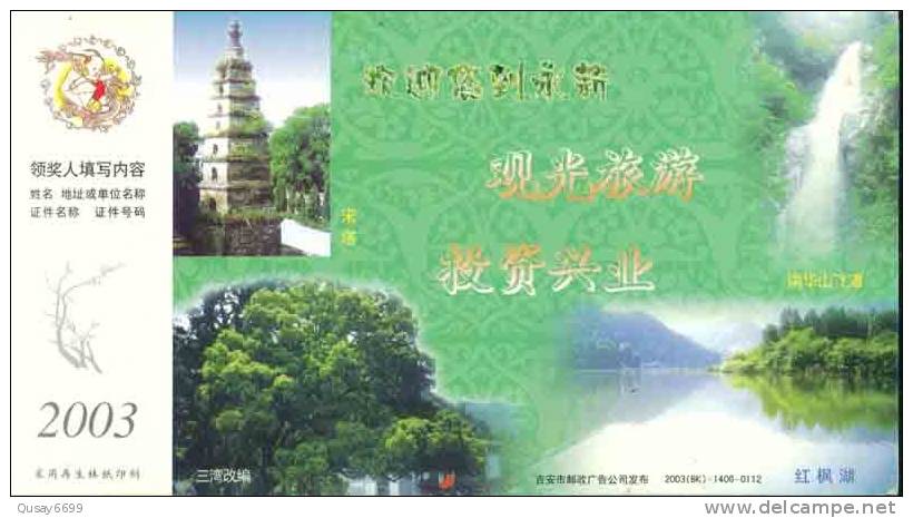 Tower Nanhuashan Waterfall  Pre-stamped Postcard, Postal Stationery - Andere & Zonder Classificatie